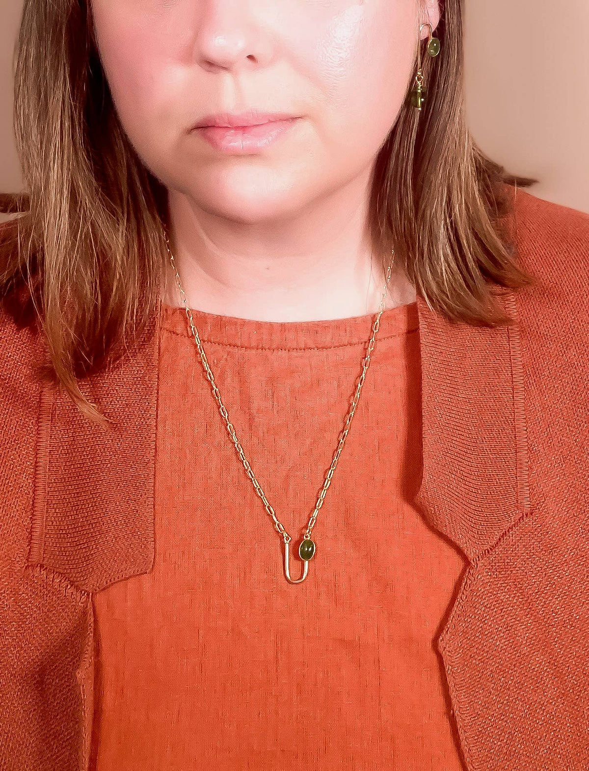 Jade Asymmetrical Arch Necklace: 17"