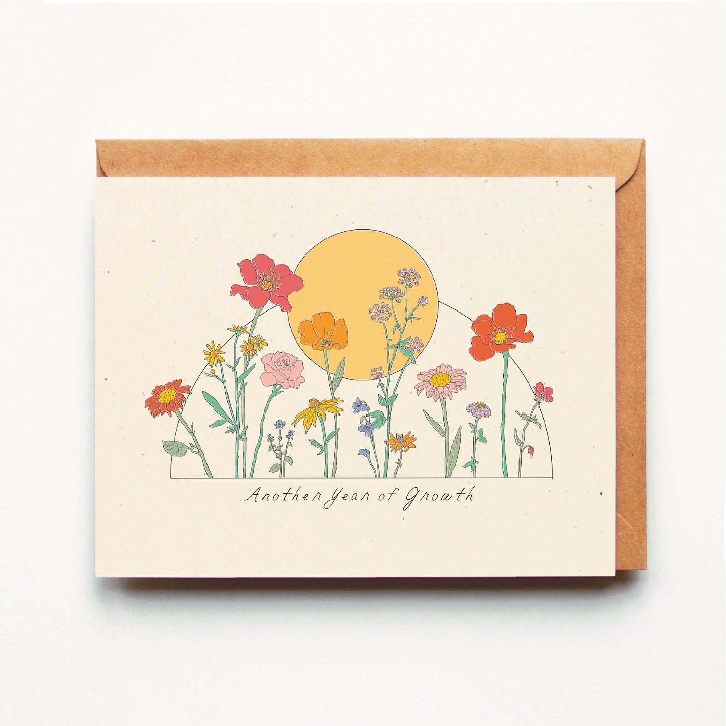 Another Year Of Growth - Wildflower Sun - Birthday Card