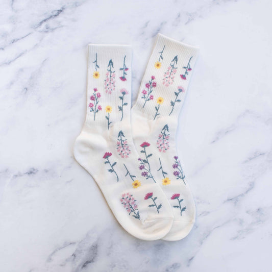 Women's Botanical Garden Casual Socks: Cream