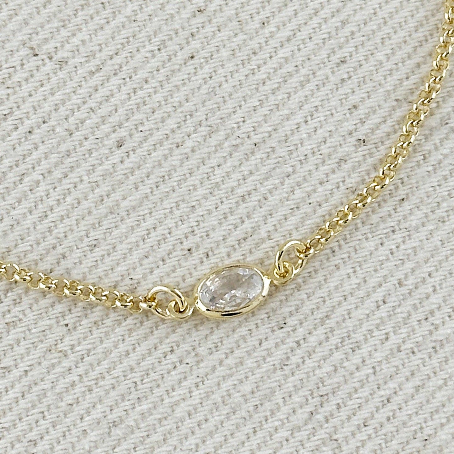 18k Gold Filled CZ Solitaire  Bracelet