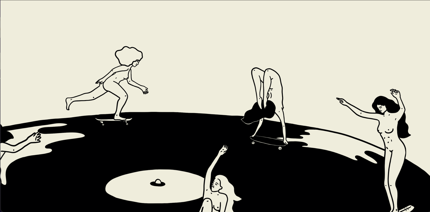 Skate Session on Vinyl Record Minimal Art Print | Medium