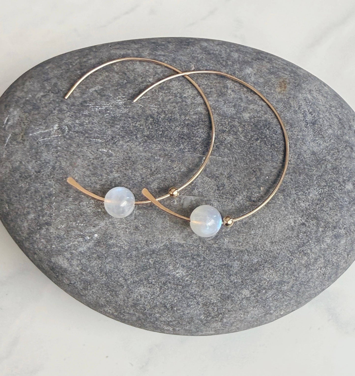 Floating moonstone hoop: Gold Filled