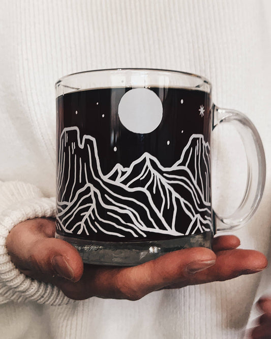 Mountain Range 13 oz White Glass Enamel Coffee Mug