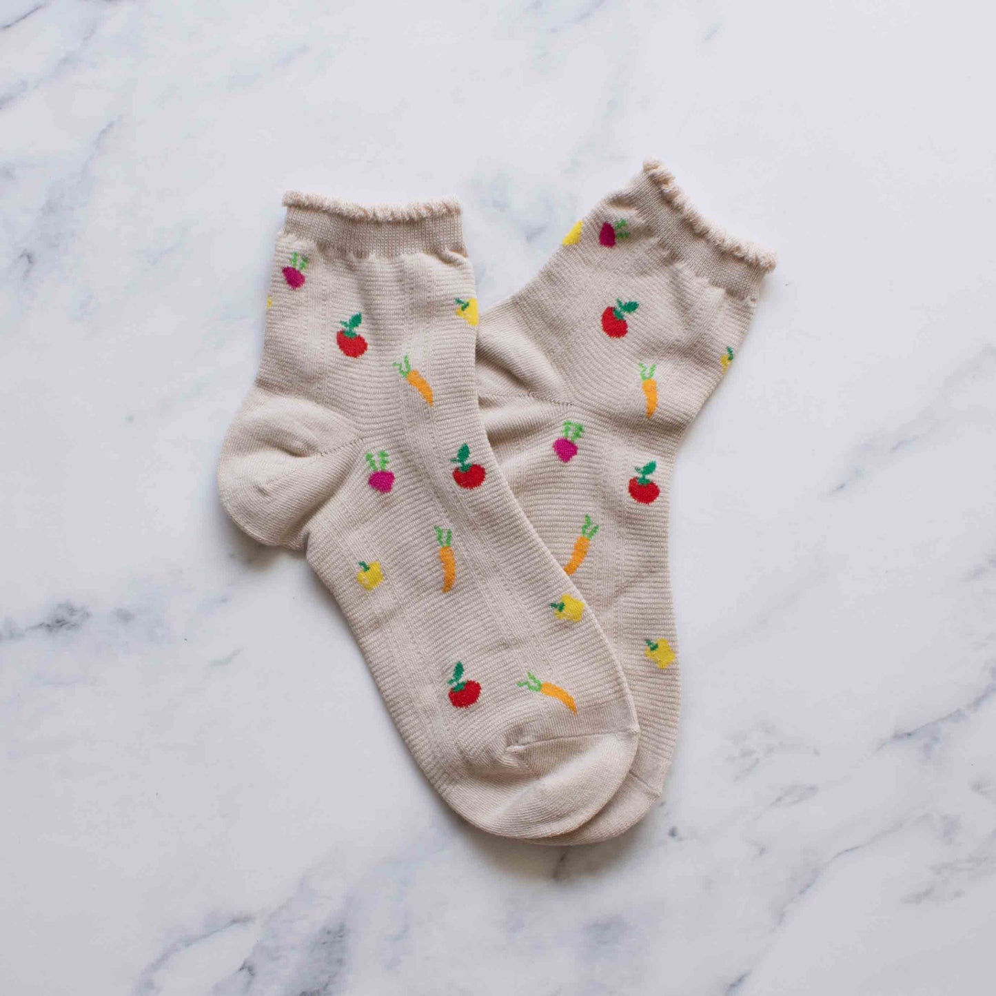 Vegetables Ankle Socks | Beige