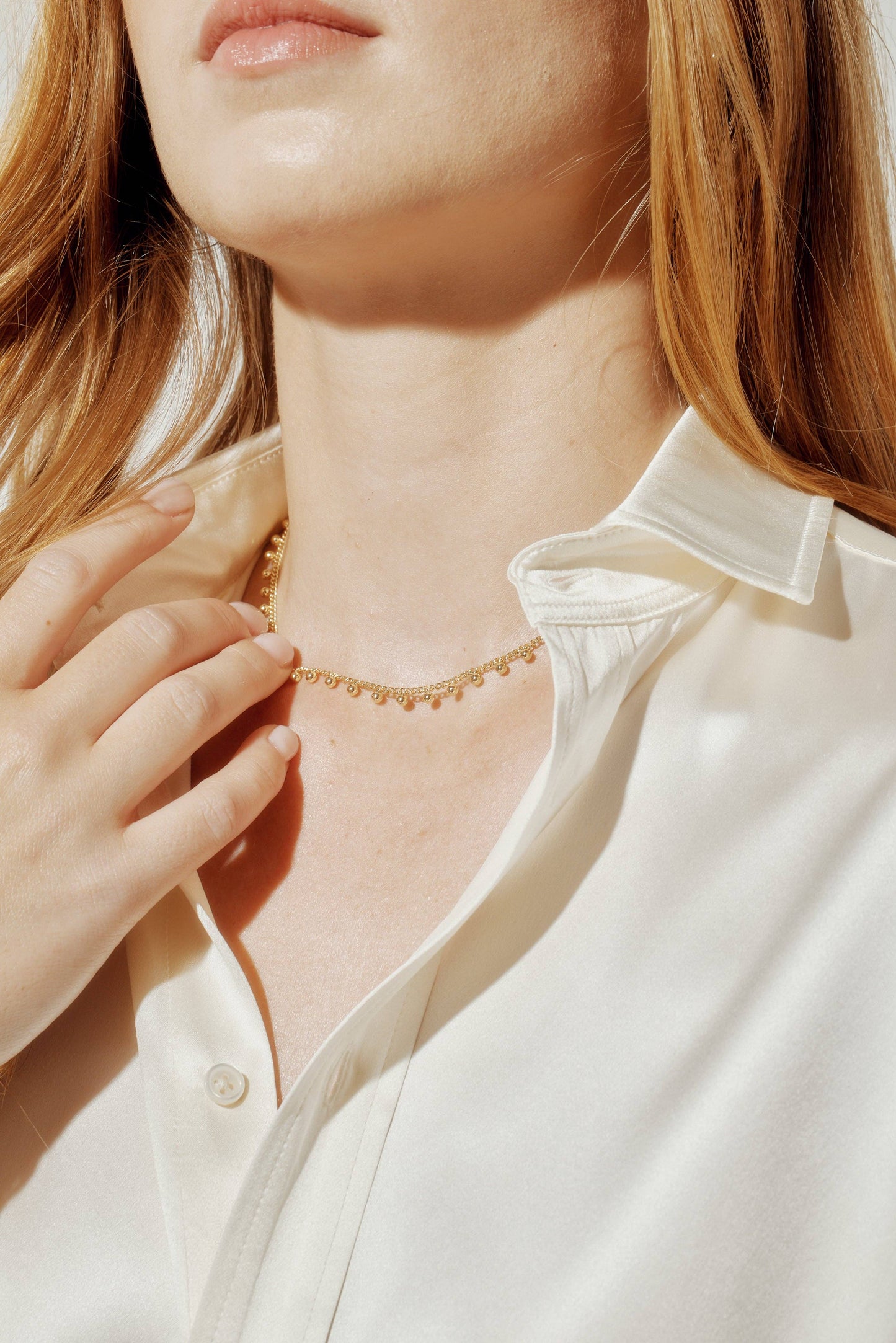 Zuri 14k Gold Filled Lace Dainty Beaded Necklace