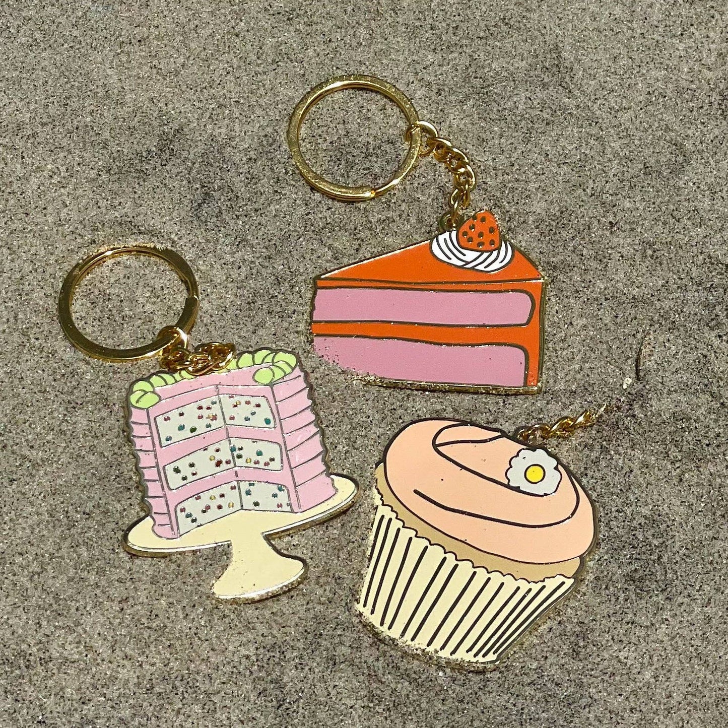 Cake Slice Enamel Bag Charm & Keychain