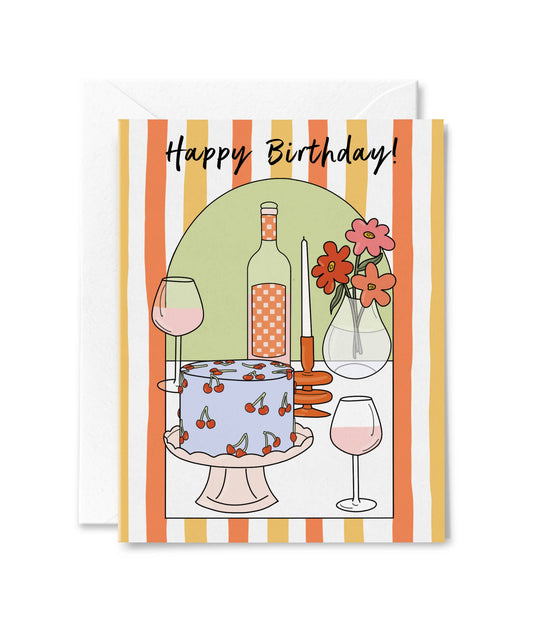 Birthday Stripes Cake Design Birthday Card