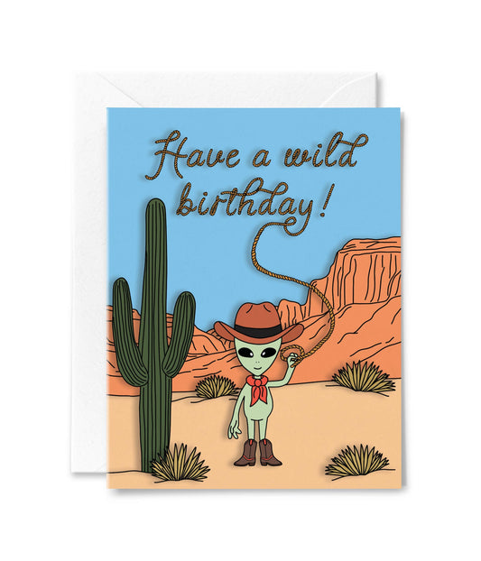 Wild West Alien Birthday Card