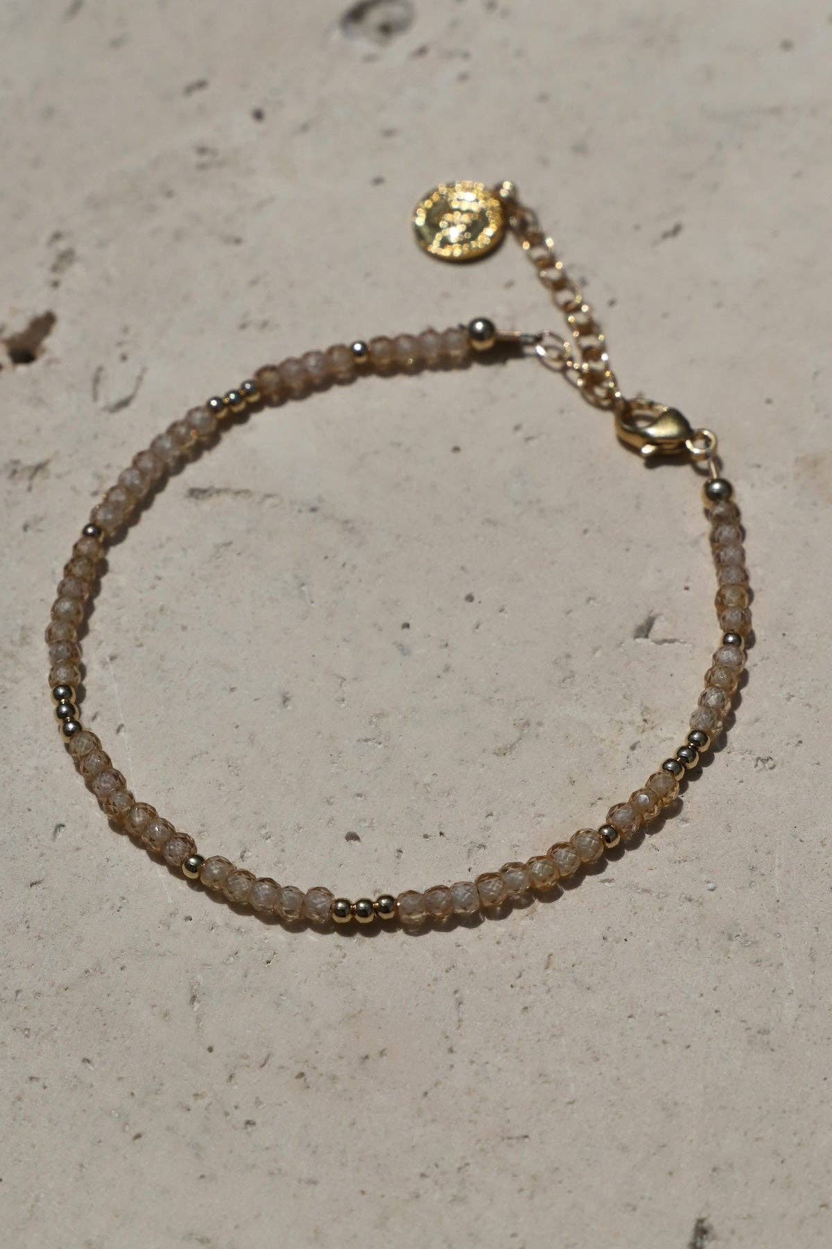 SUNSTONE CZ BEADED BRACELET
