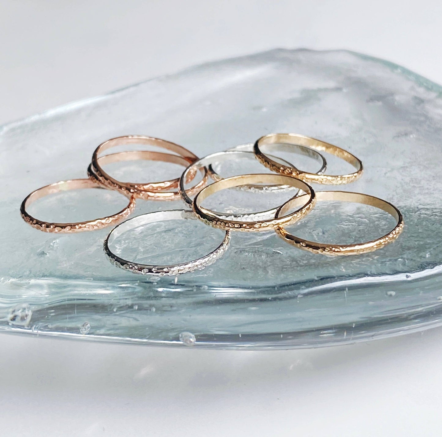 Sandstone stackable rings: Sterling Silver