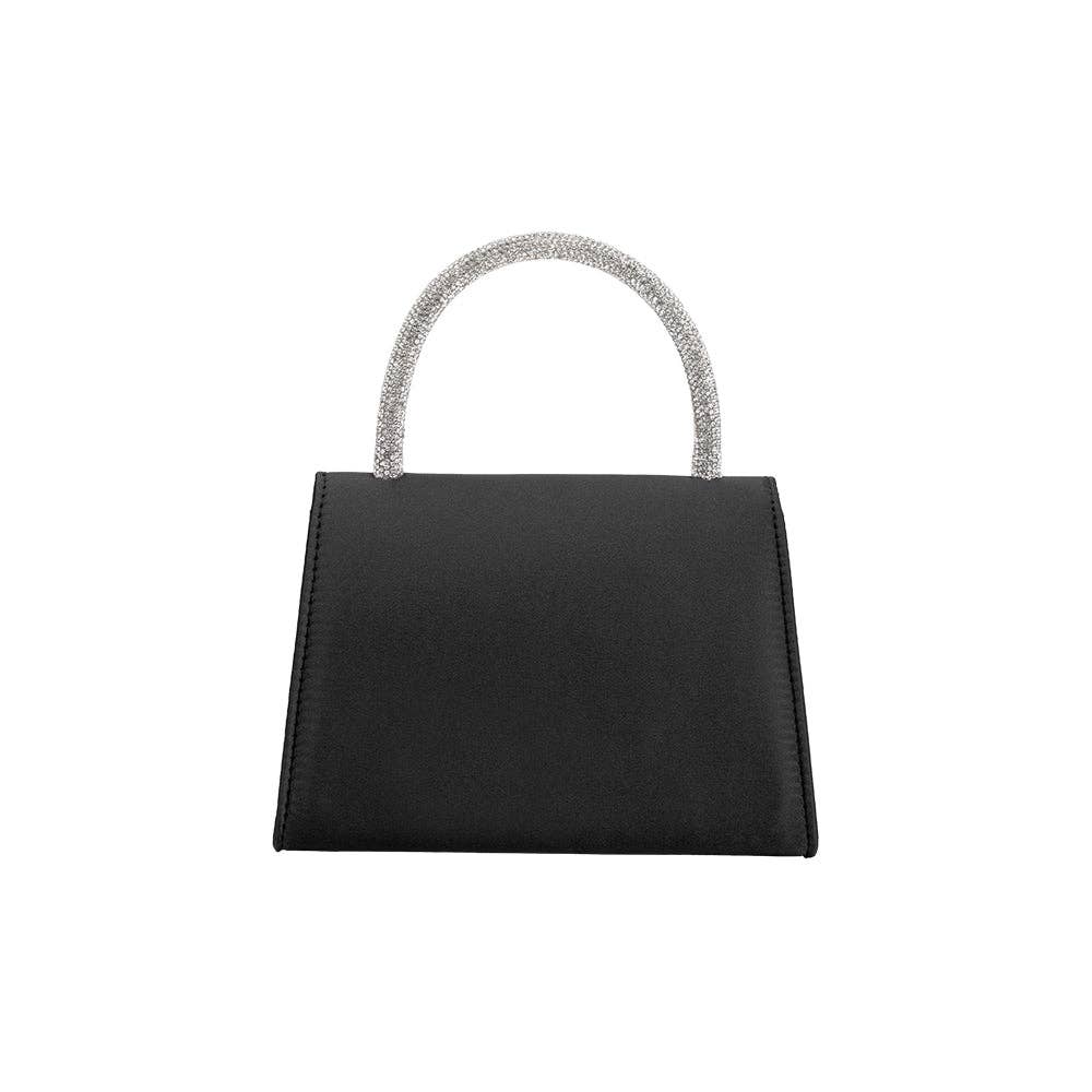 Sadie Black Satin Top Handle Bag