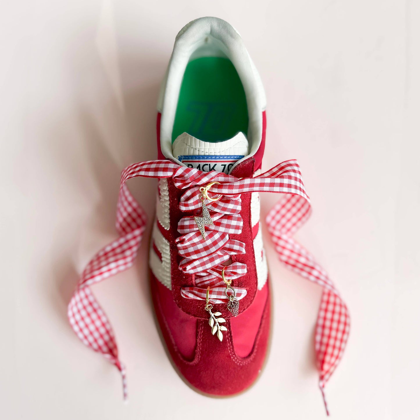 Sneaker Charms and Laces Set | Red Gingham Laces