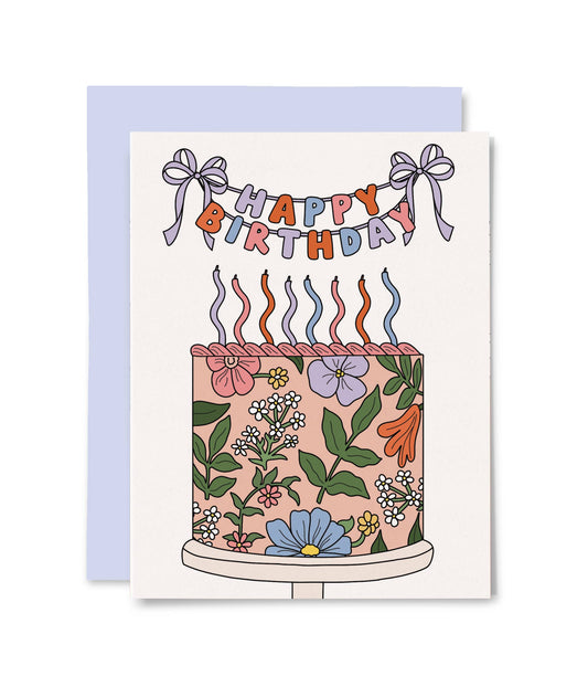 Floral Birthday Cake Card