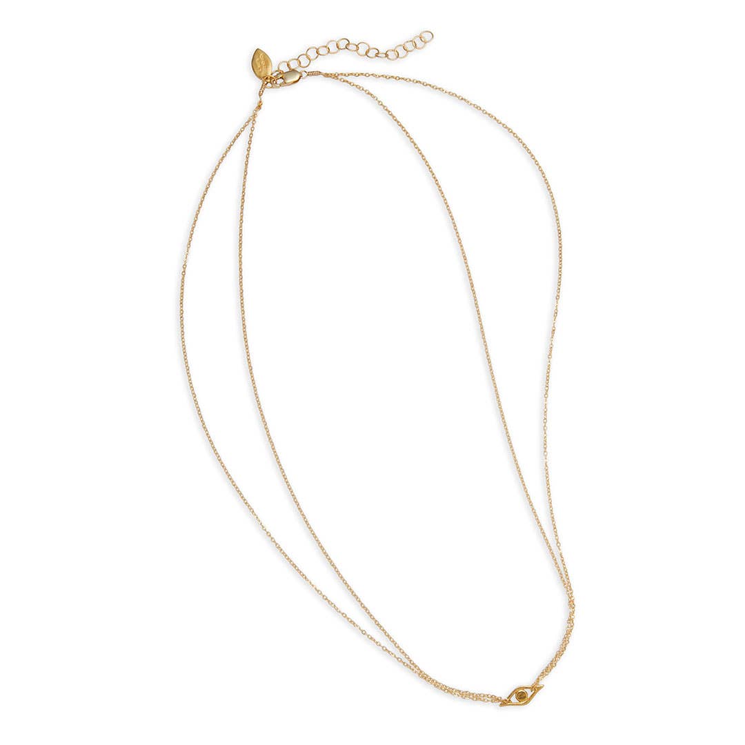 Evil Eye Pendant Necklace in Recycled Brass: Gold