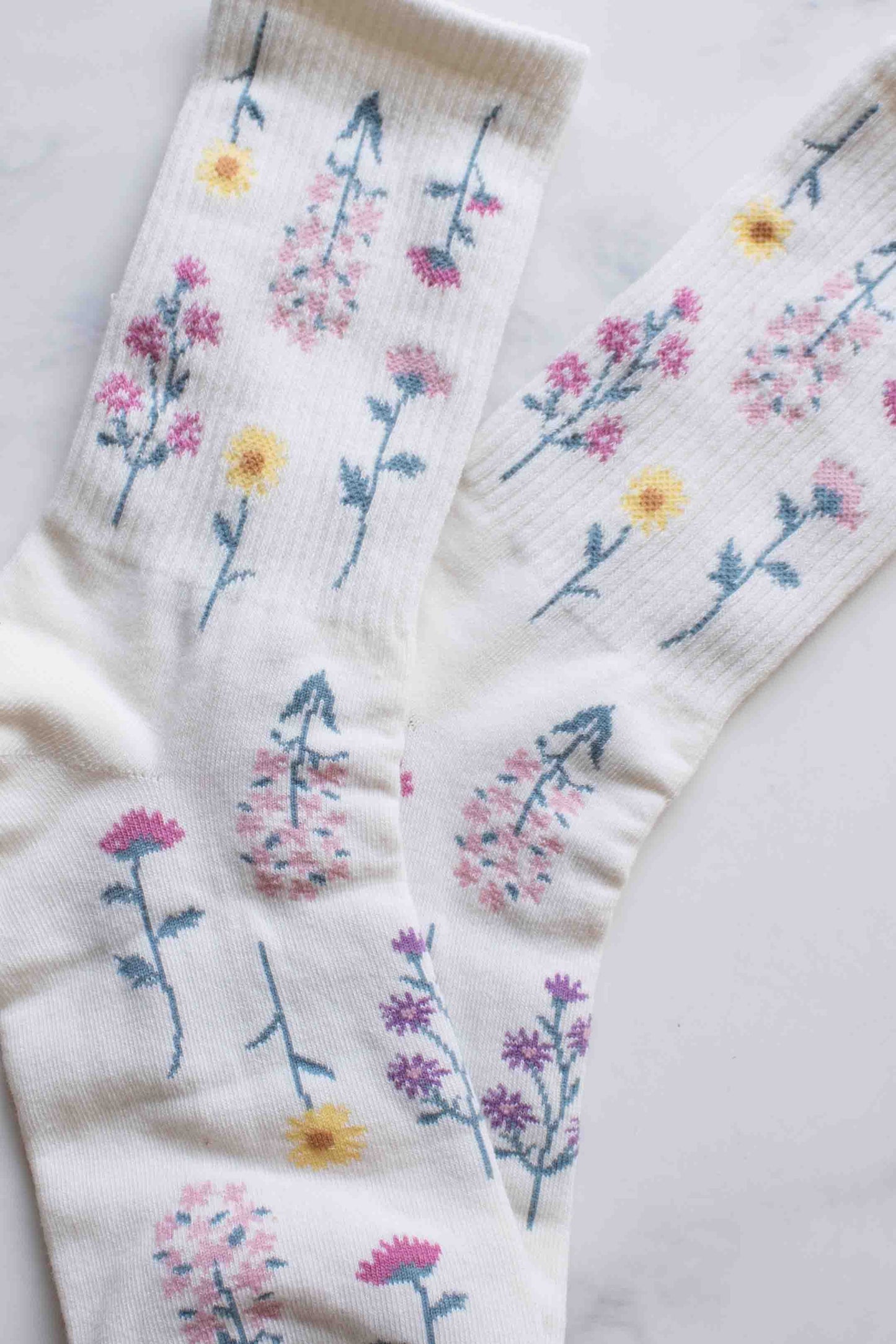 Women's Botanical Garden Casual Socks: Cream