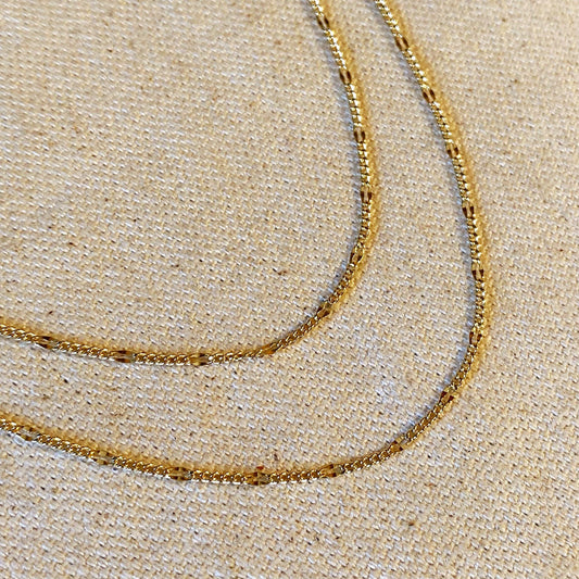 18k Gold Filled Beaten Figaro Chain | 16 inches