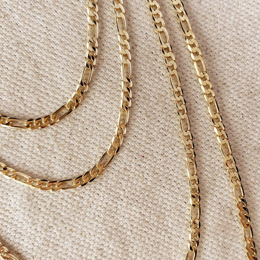 18k Gold Filled 2.5mm Flat Figaro Chain: 18 inches