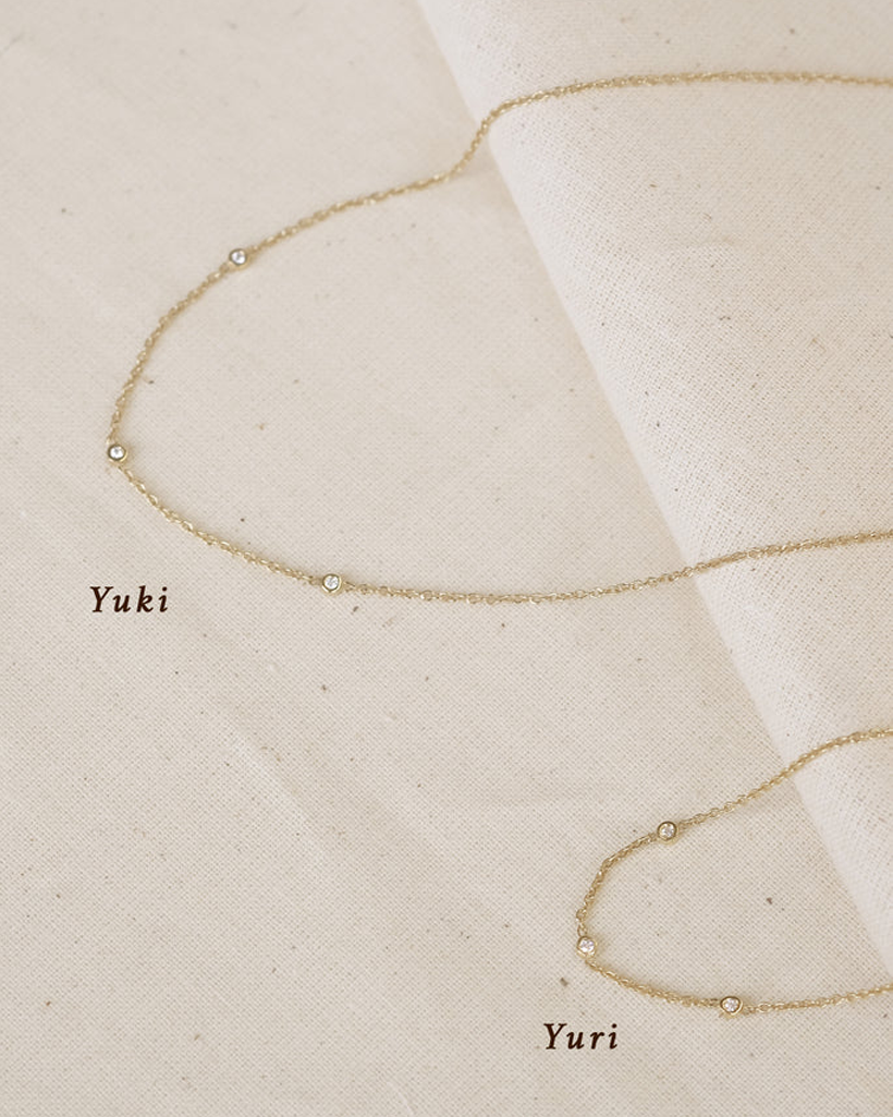 Yuri Solid Gold Trio Diamond Bracelet: 6 inch / 15cm