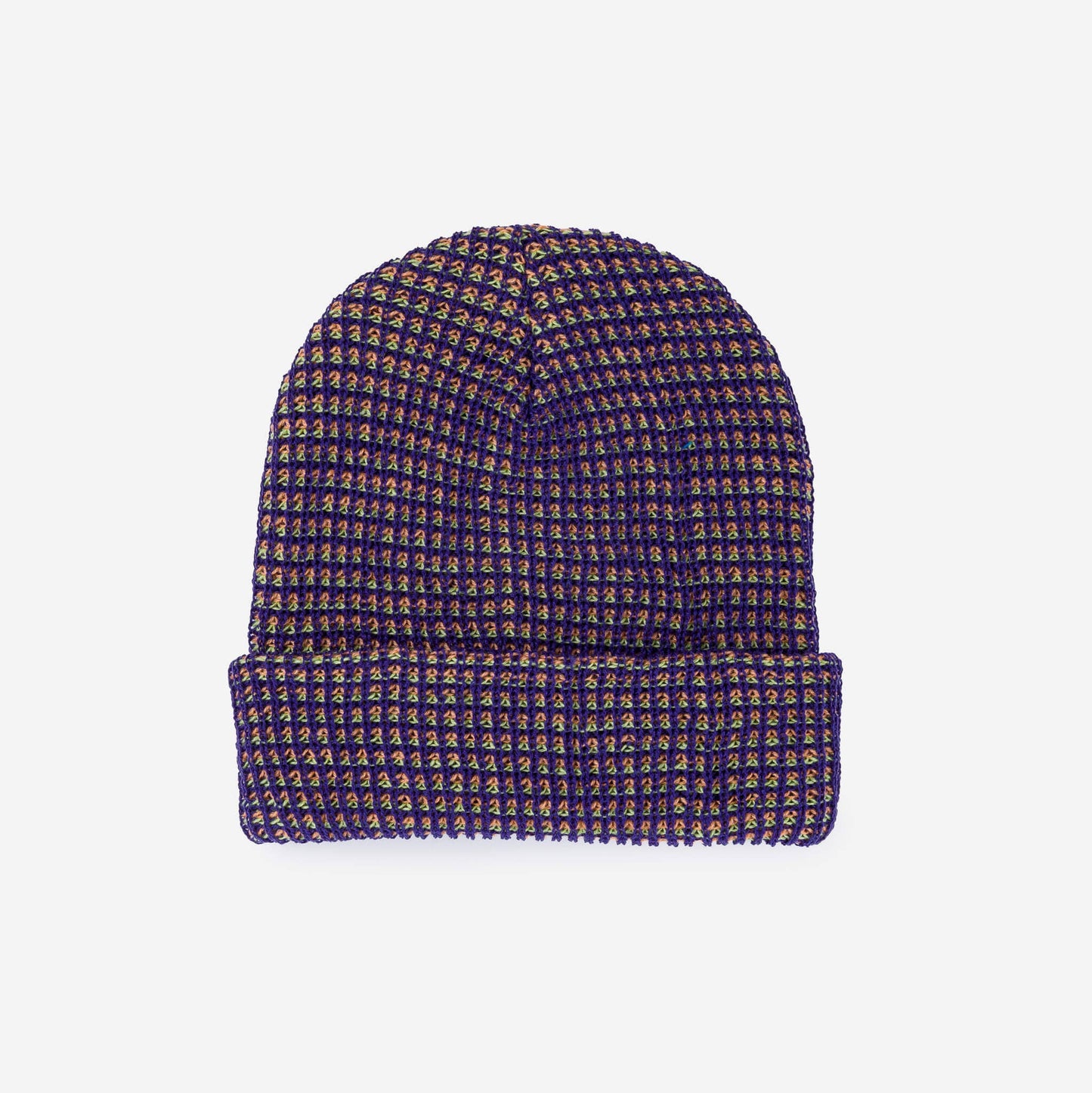 Simple Grid Knit Beanie | Cobalt Peach