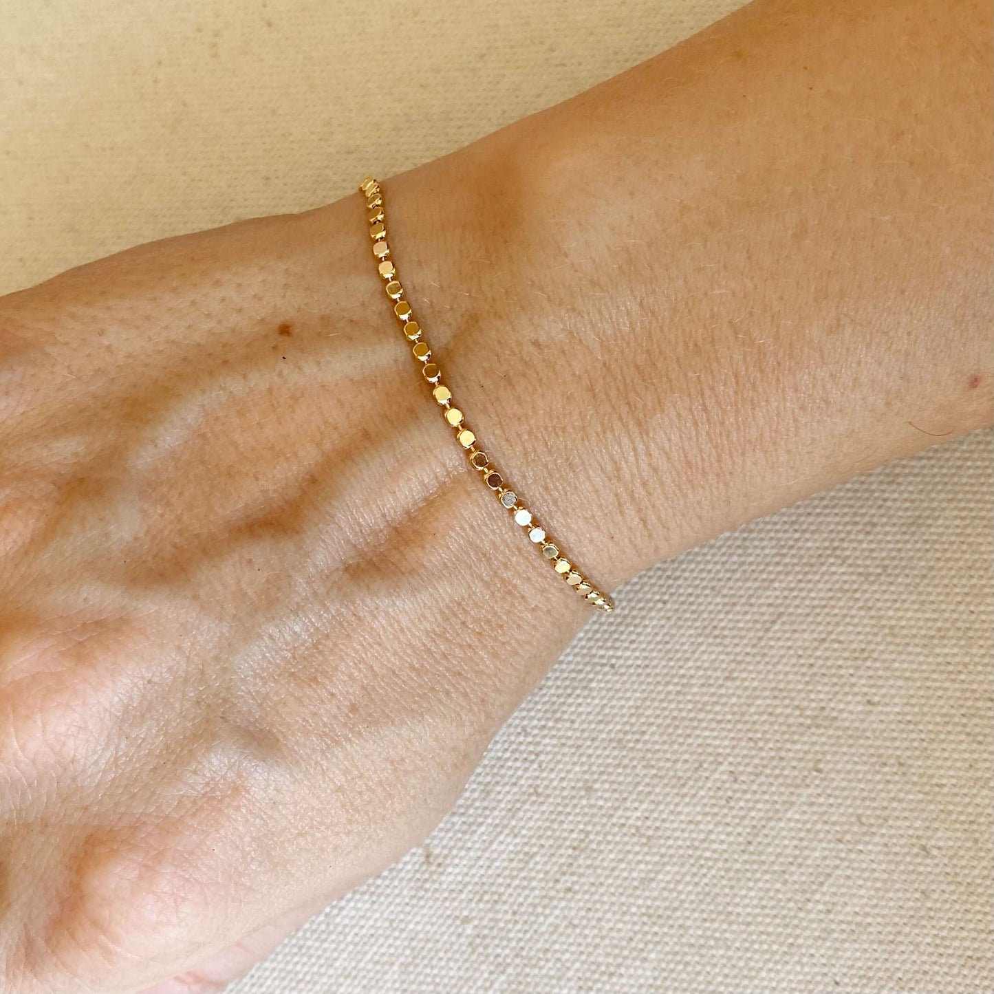 18k Gold Filled 2mm Dot Ball Bracelet | 6 inches +1 inch extender