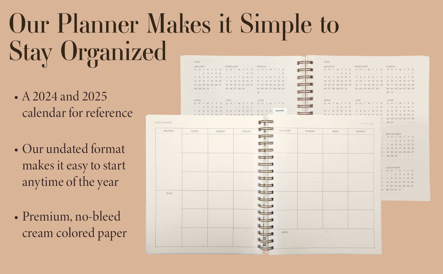 The Yearly Planner -Undated 52 week planner - Spiral Bound : Olive