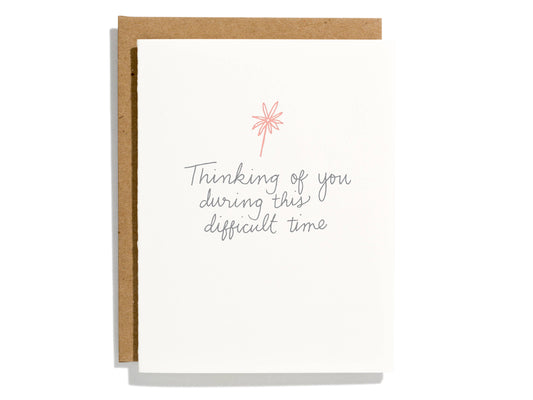 Difficult Time Letterpress Sympathy Card