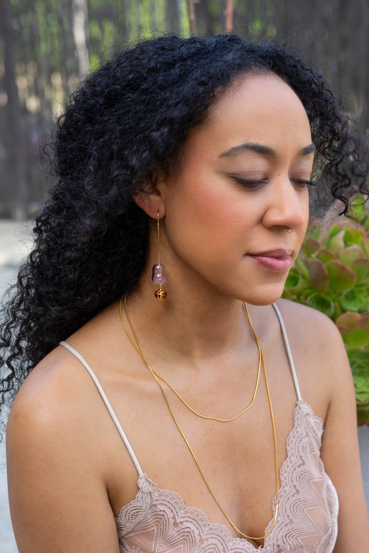 Lennox Dangle Earring | Murano Lilac Glass