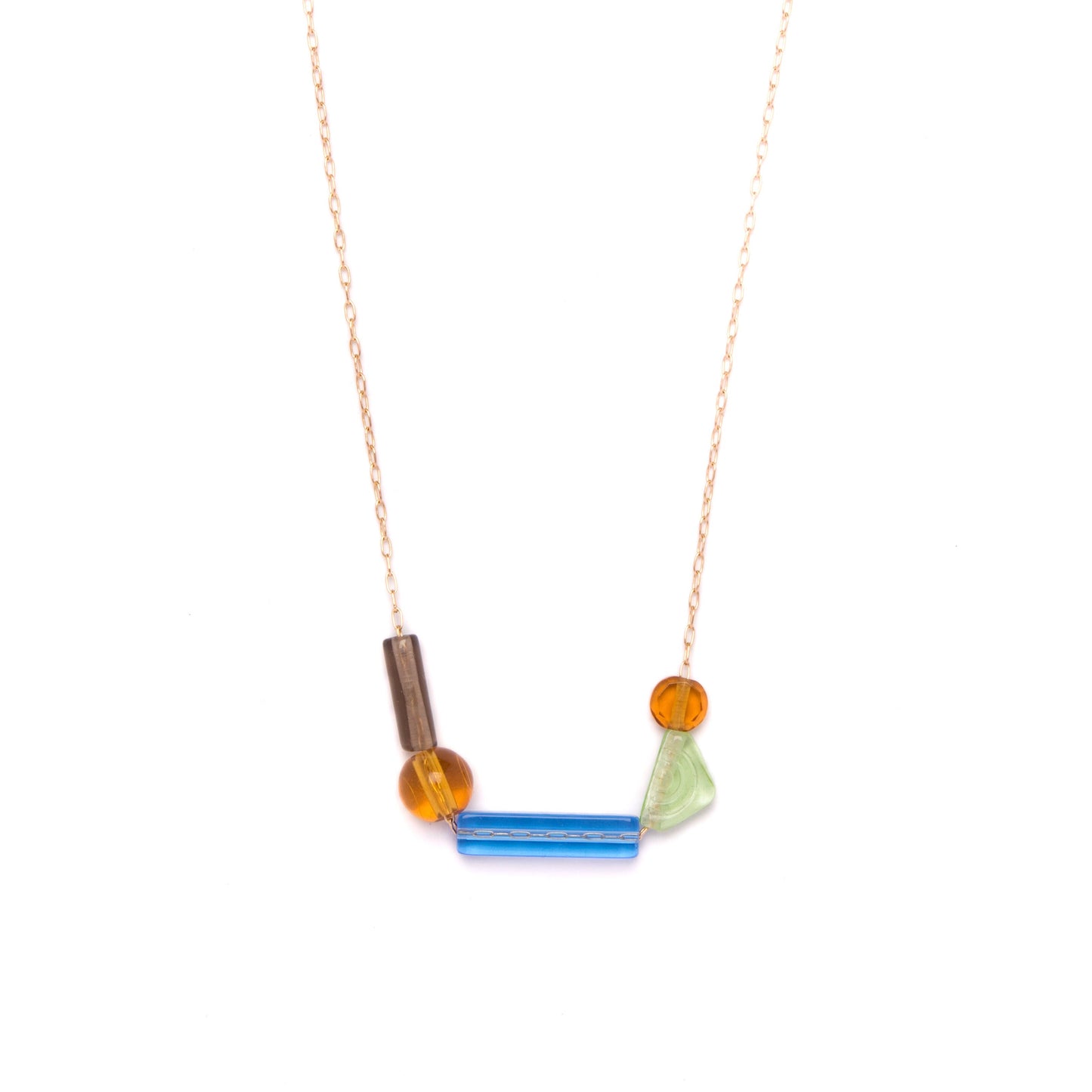 Balance 17" Necklace | Sapphire, Smoke, Topaz, and Peridot Glass