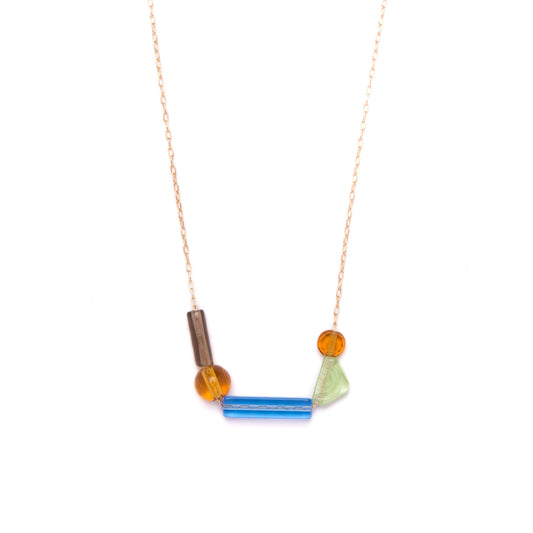 Balance 17" Necklace | Sapphire, Smoke, Topaz, and Peridot Glass