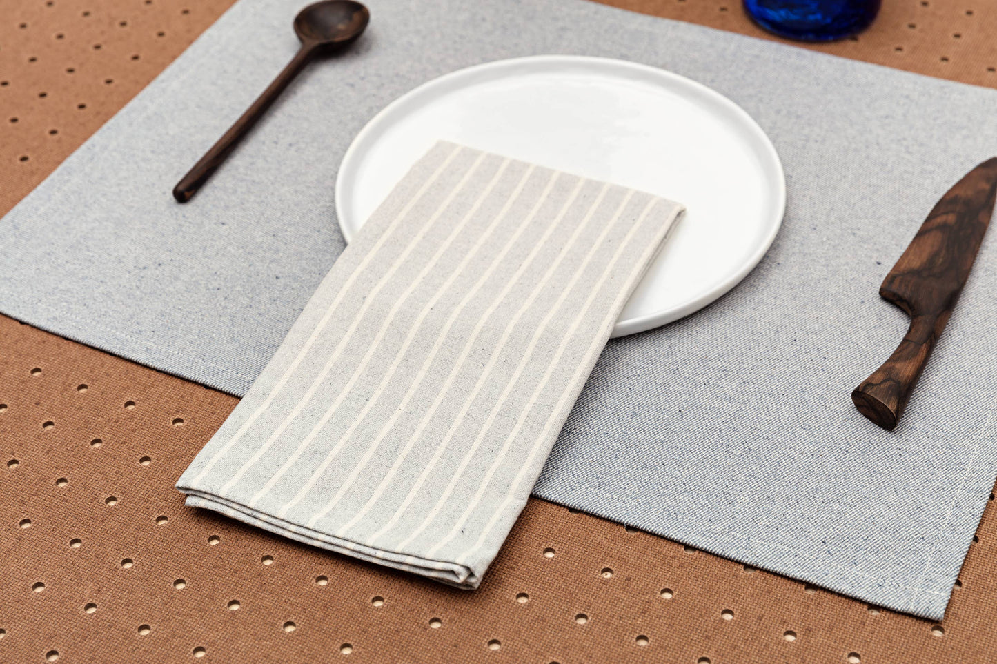 Recycled Cotton Napkins Gray Striped | Set of 4
