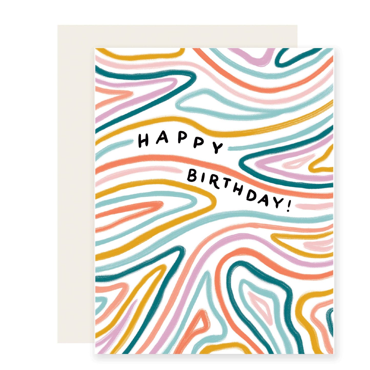 Contour Colorful Birthday Card