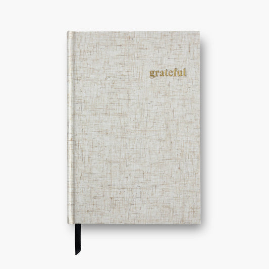 Grateful Heather Gray Linen Notebook Gratitude Journal