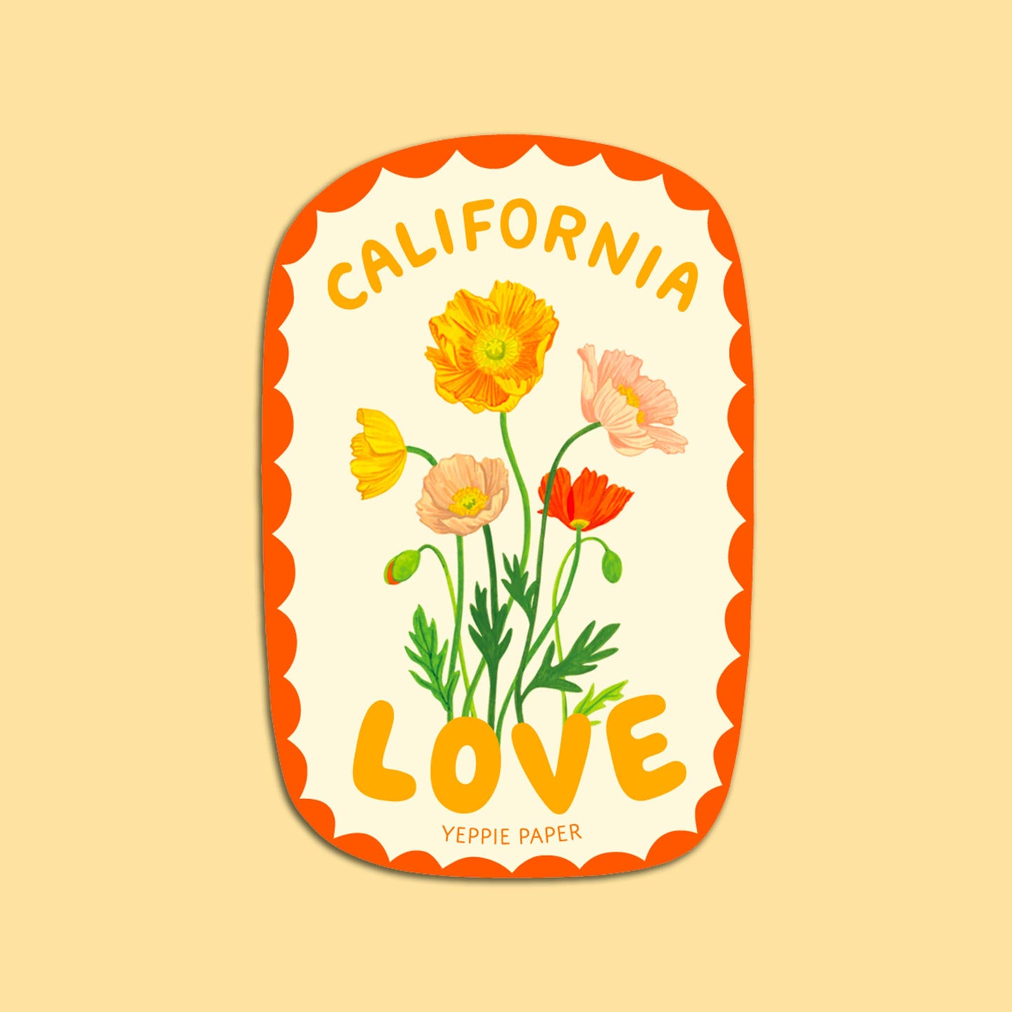 California Love Poppies Wildflower - Die Cut Sticker