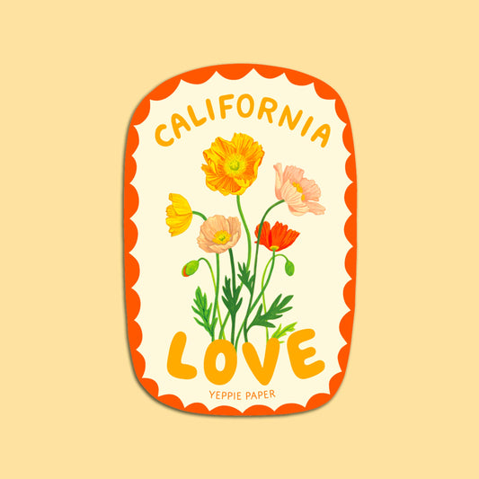 California Love Poppies Wildflower - Die Cut Sticker