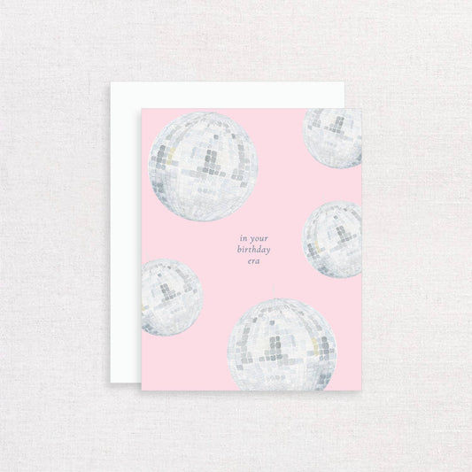 In your Birthday Era Disco Ball Watercolor Greeting Card