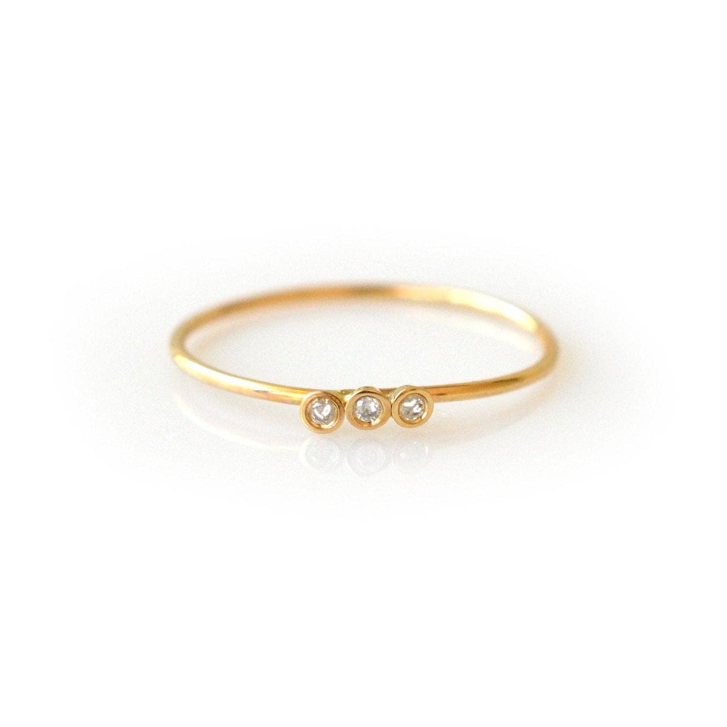 Solid Gold Diamond Trio Ring: size 6