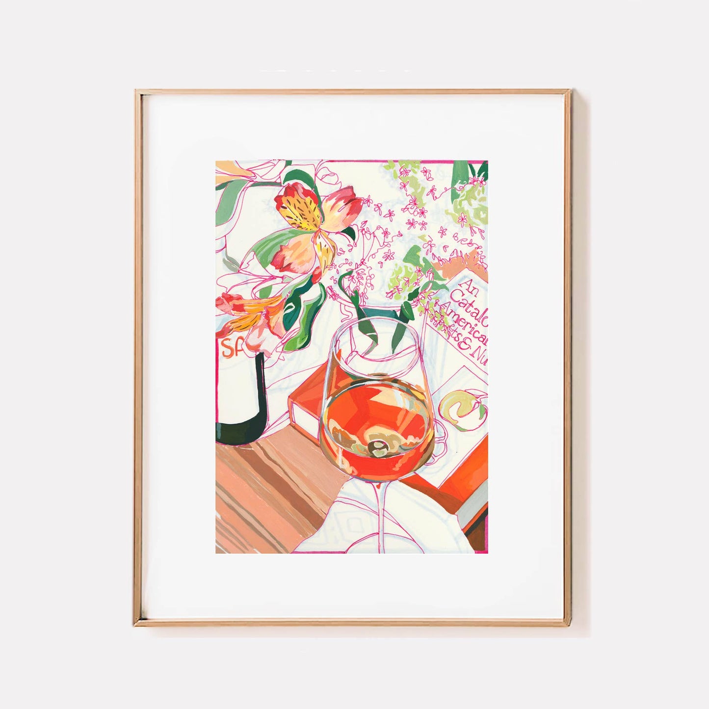 "Orange Wine" Floral Signed Archival Giclee Print: 11x14"