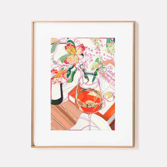 "Orange Wine" Floral Signed Archival Giclee Print: 11x14"