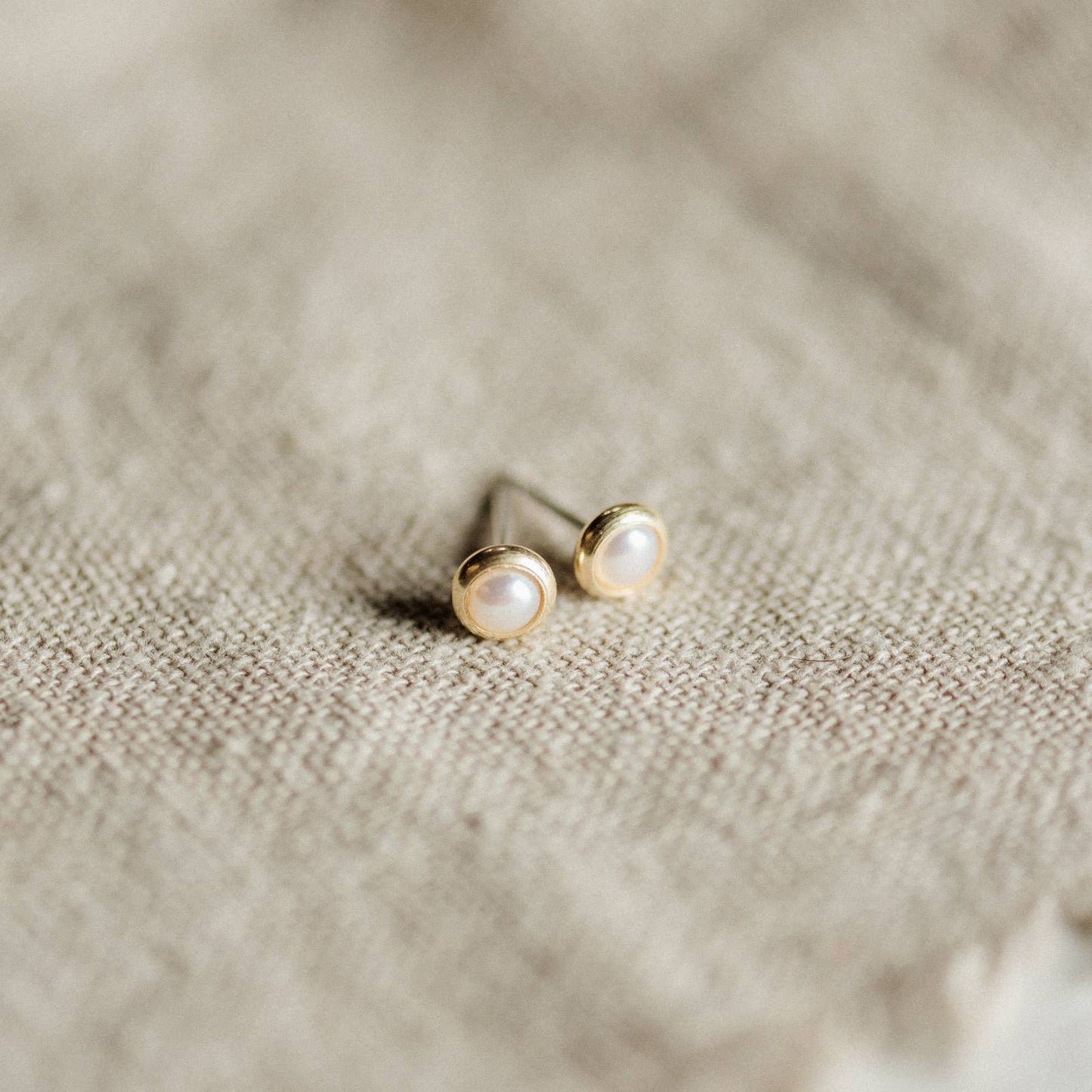 Hyalite Studs // Pearl: Brass / 4mm