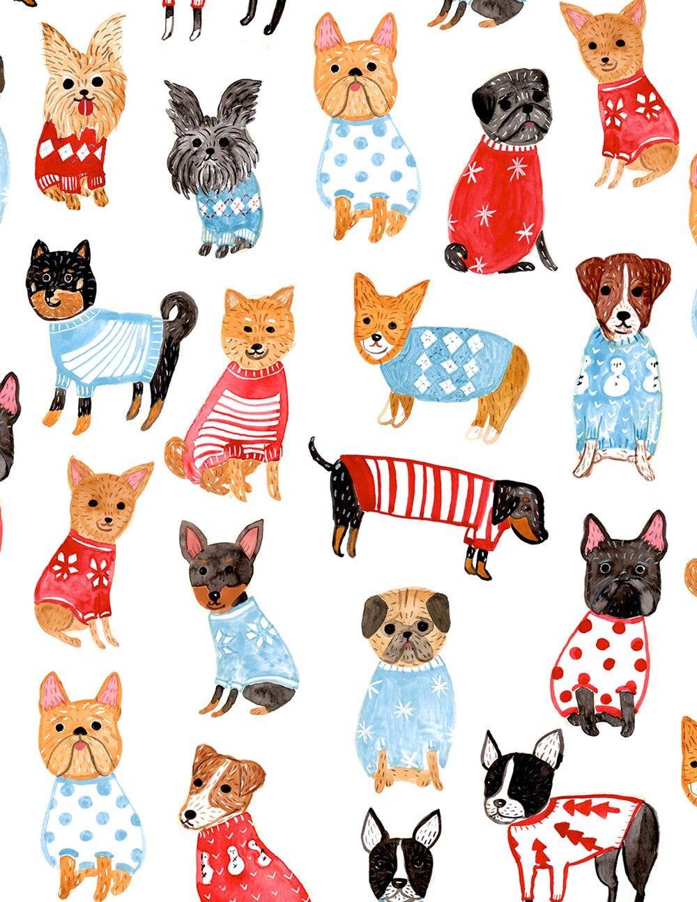 Dogs in Sweater Holiday Greeting Card: Single