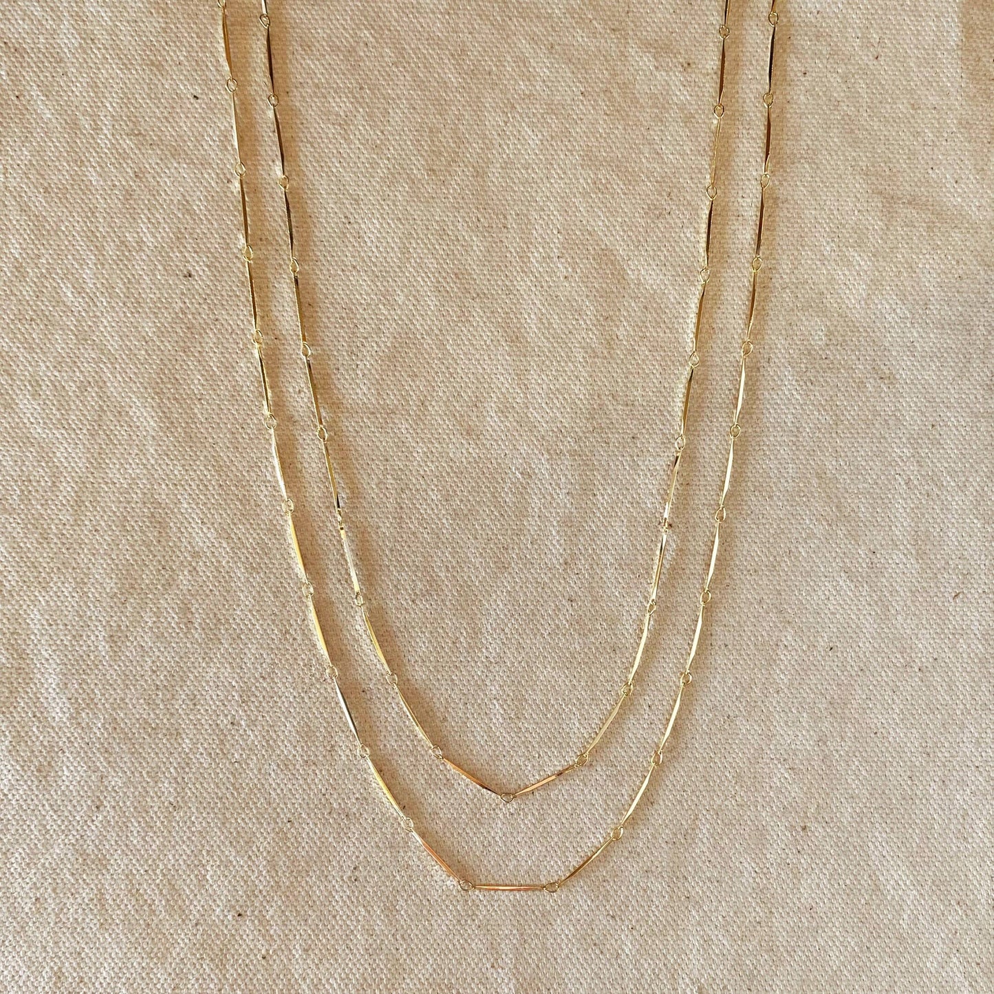 18k Gold Filled 1mm Diamond Cut Straw Chain | 16 inches