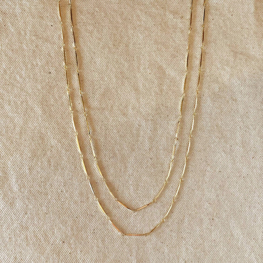 18k Gold Filled 1mm Diamond Cut Straw Chain | 16 inches