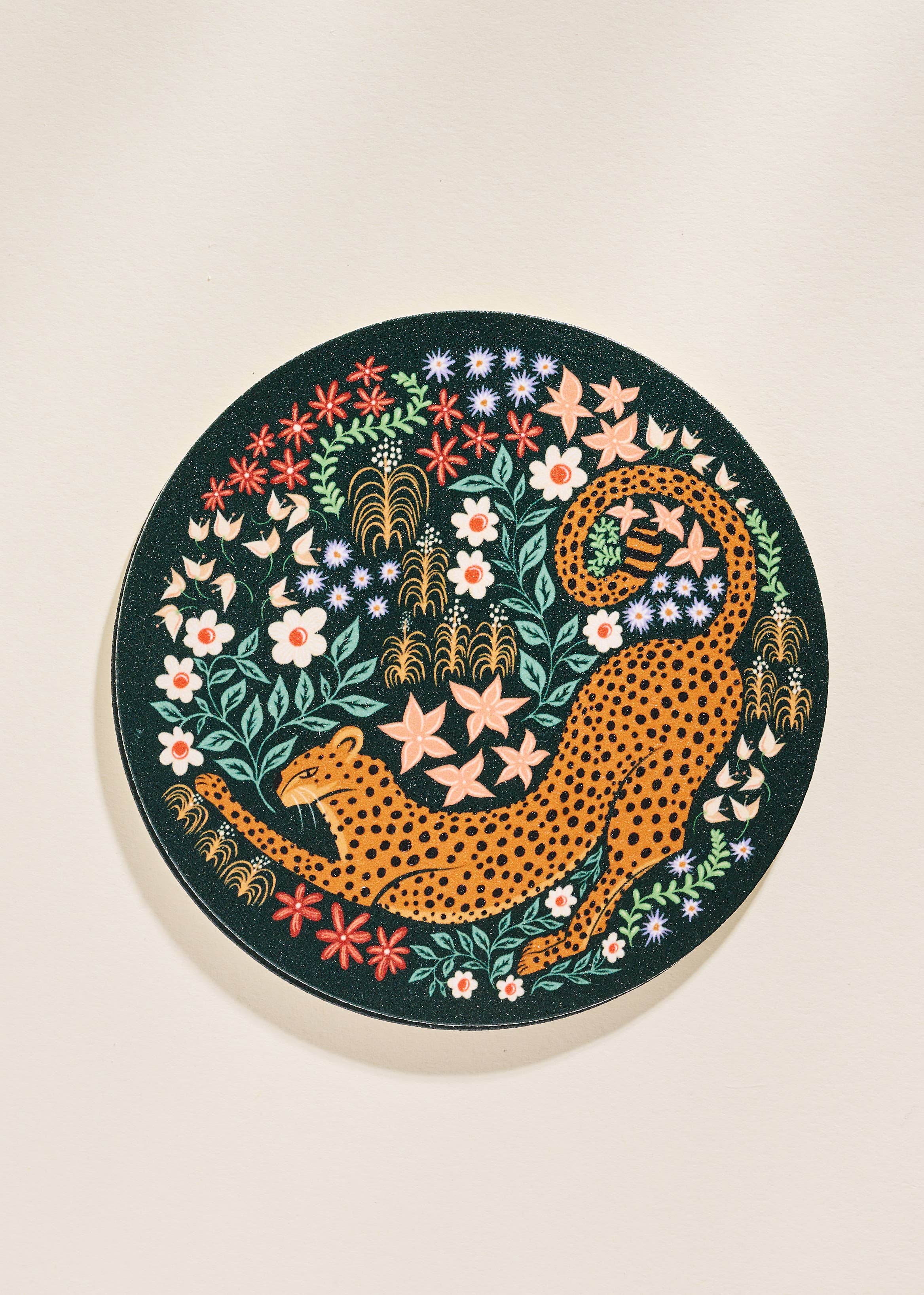 Stretching Cheetah Reusable Chipboard Coasters - Thumbnail 3