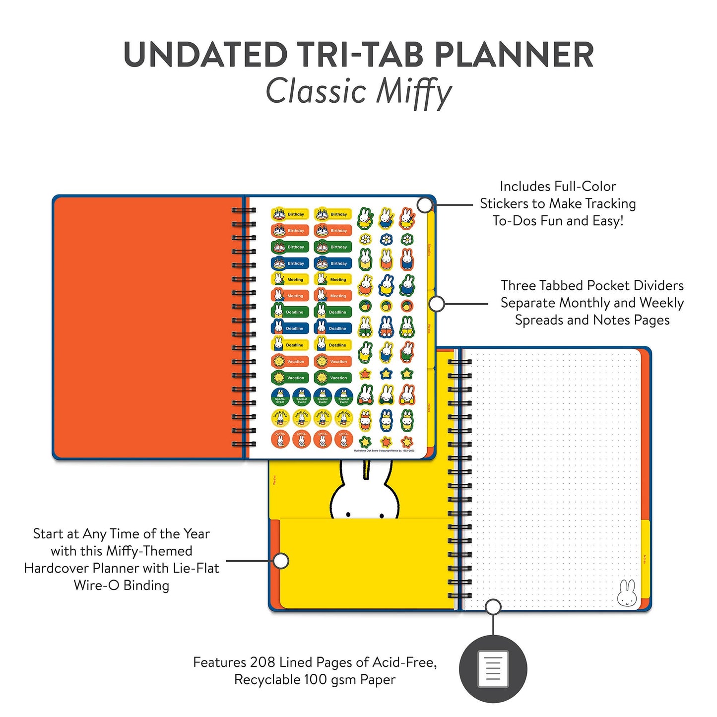 Undated Tri-Tab Planner Classic Miffy