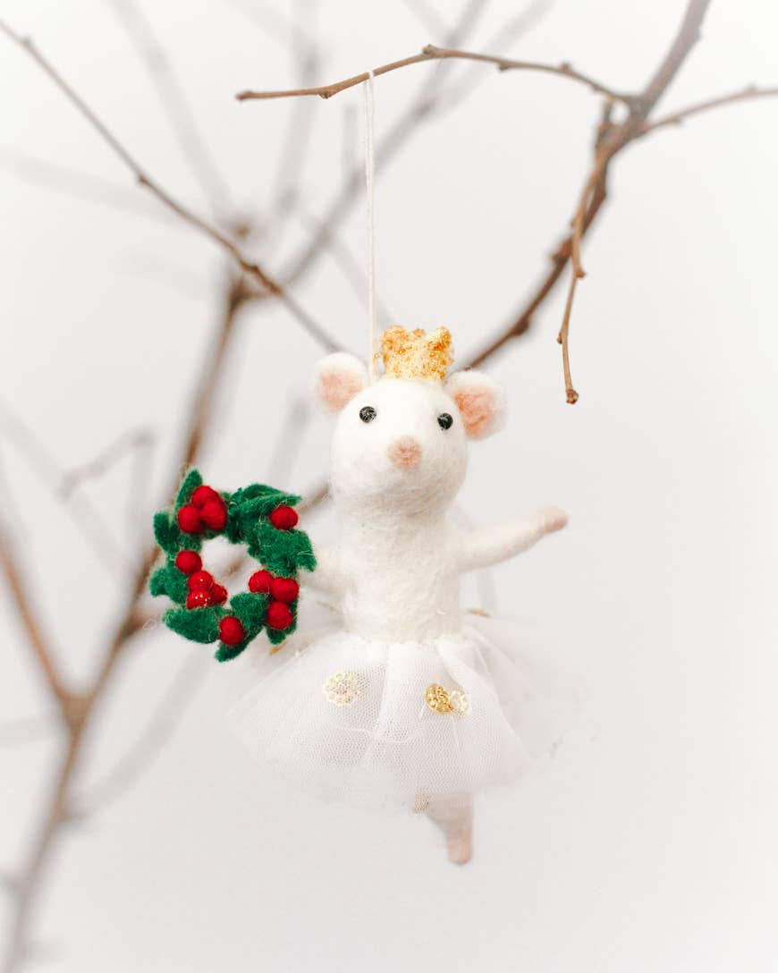 Ballerina Mouse Felt Ornament