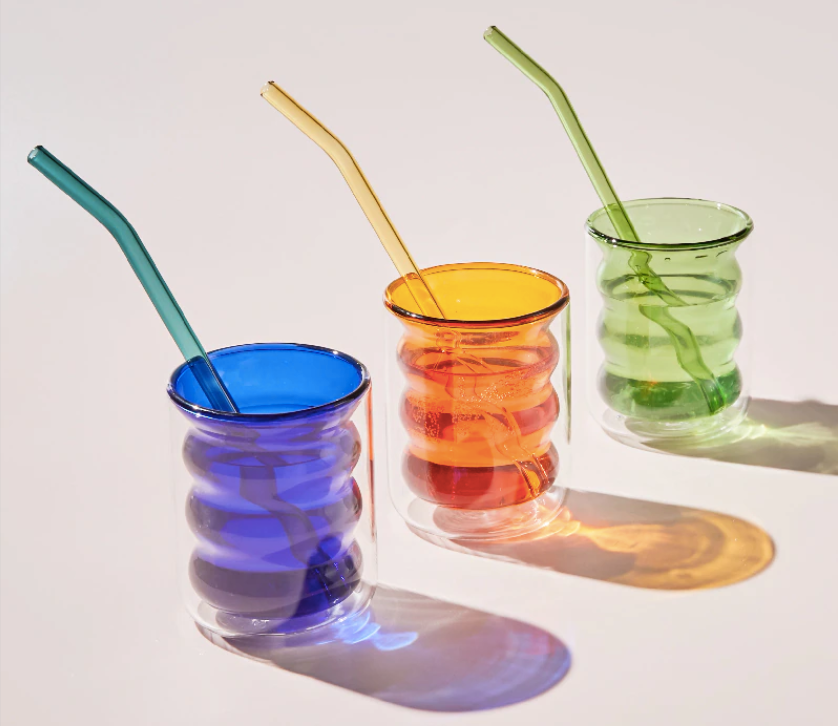 Colored Double Layer Glass Cup | Blue