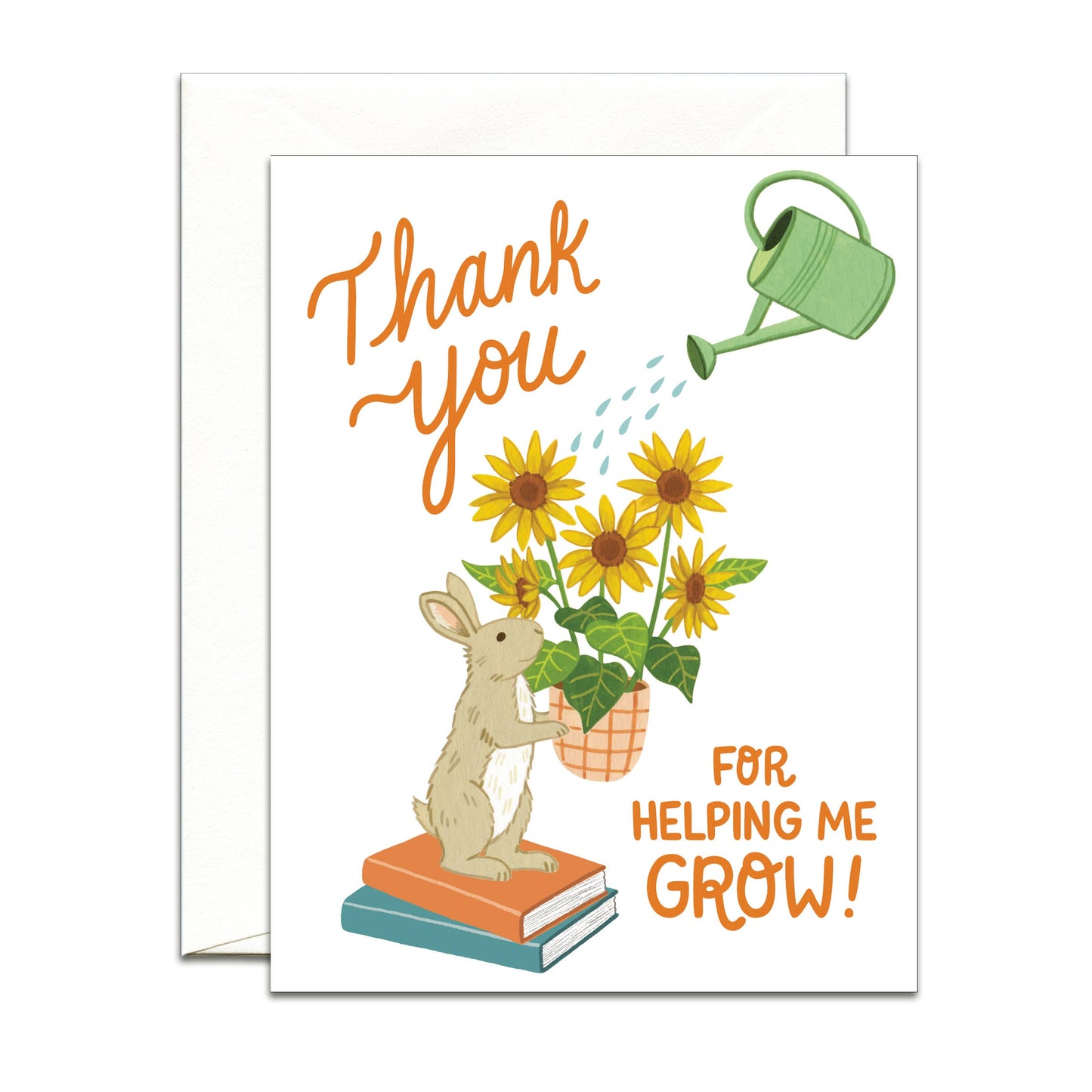 Bunny Rabbit Holding Sunflowers Teacher Appreciation Card