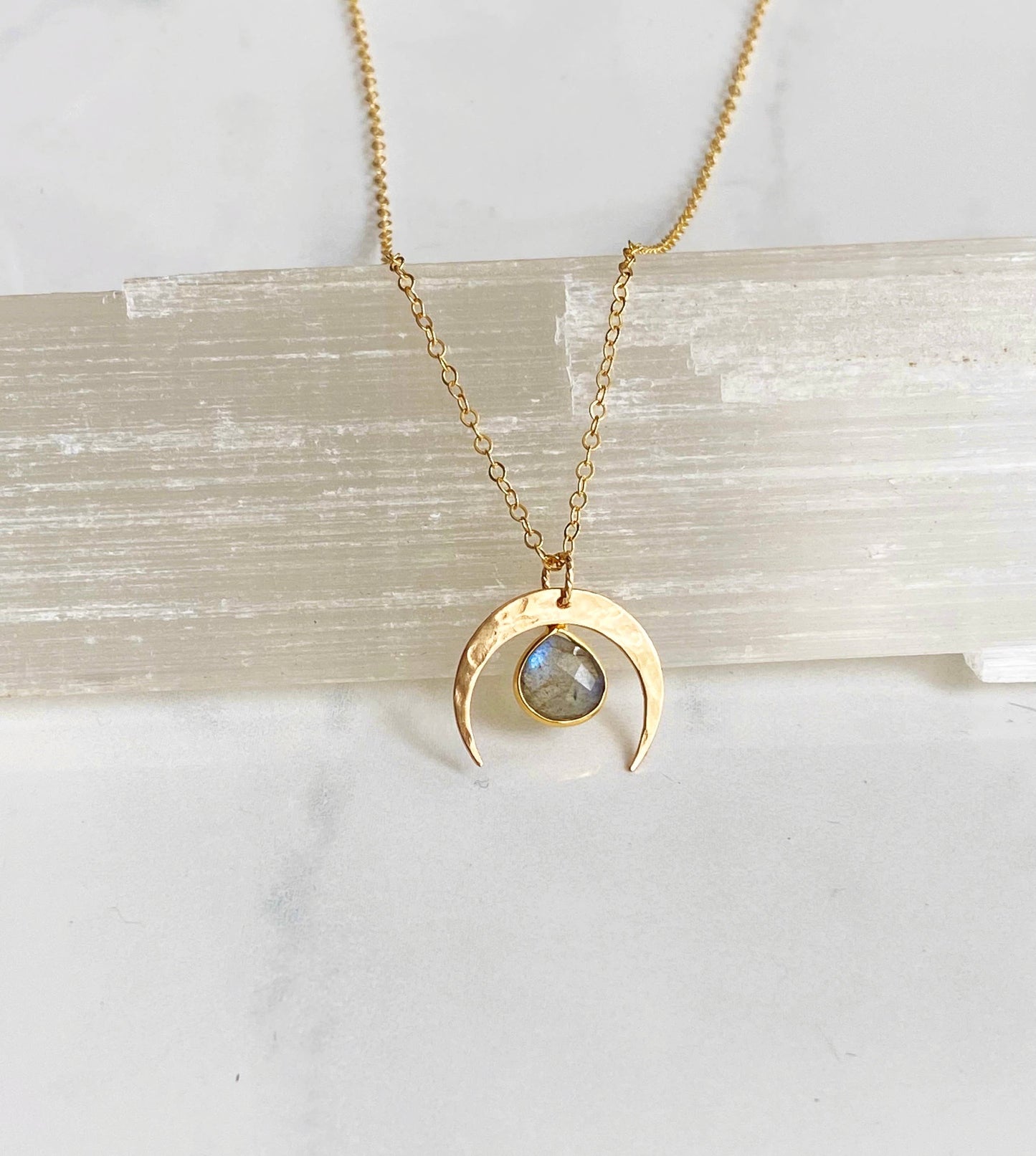 Labradorite crescent necklace