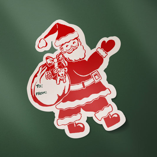 Holly Jolly Vintage Santa Matte Gift Label Sticker