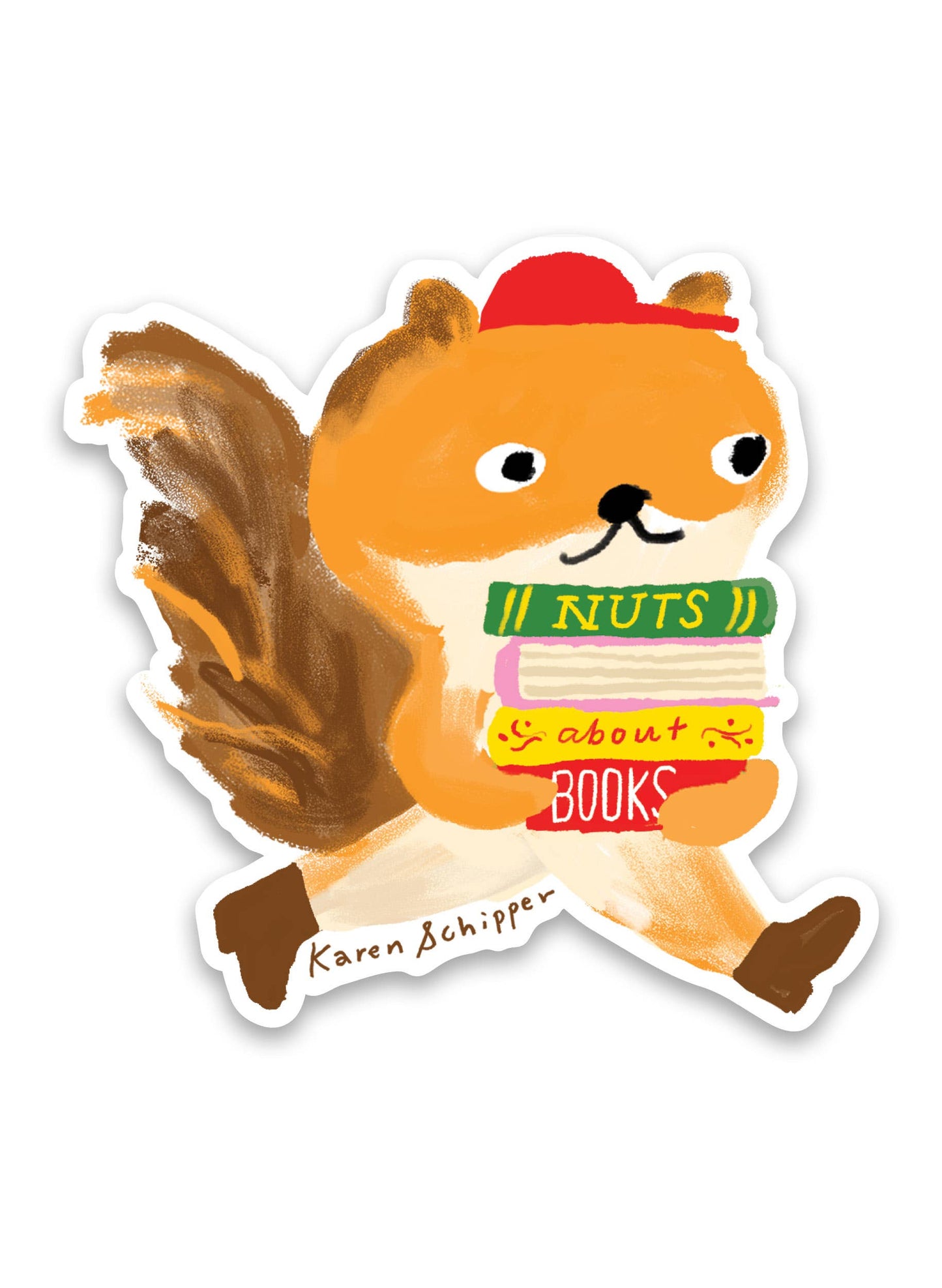 Nuts About Books Squirrel - Animal Pun Booklover Sticker